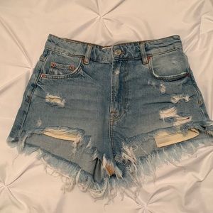 High waisted jean shorts
